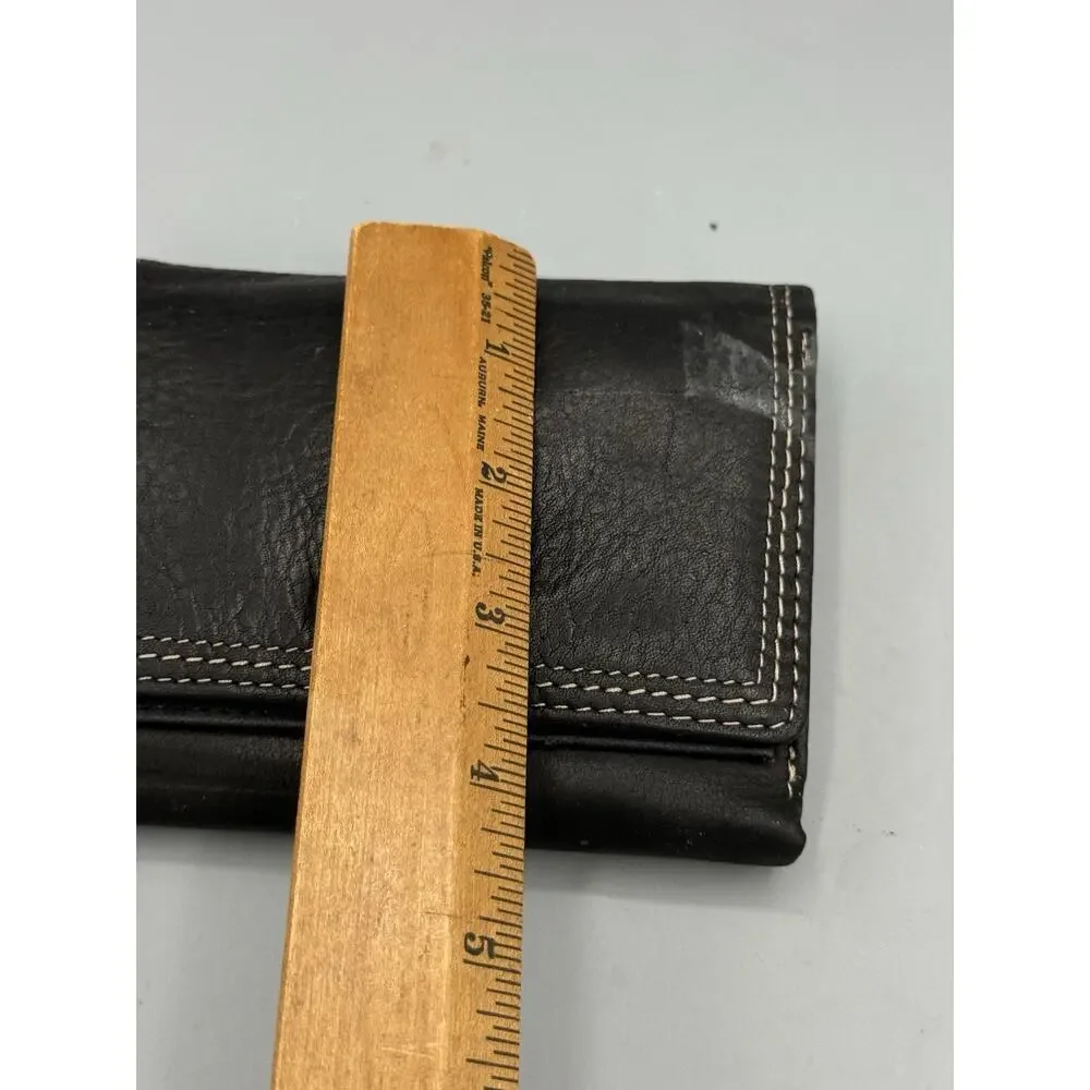 Sonoma Lifestyle Black Wallet Faux Leather Zip Coin Purse ID Window